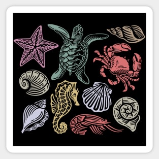 Set Sea Animal Vintage Sticker